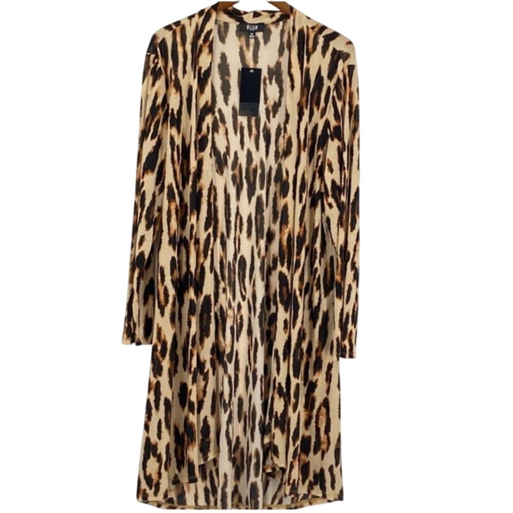 Slim Factor by Investments Leopard Print Boho Style Kimono Size M